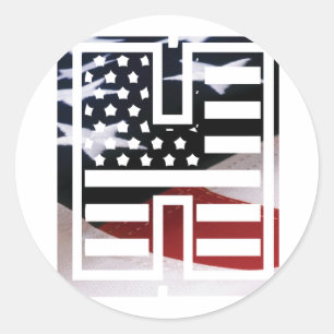 Letter H Monogram Initiaal USA Ronde Sticker