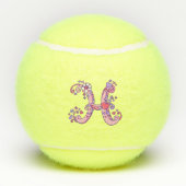 Letter H-monogram meisjes gepersonaliseerde doodle Tennisballen (Achterkant)