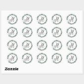 Letter H Monogram Minimalistische botanische bladk Ronde Sticker (Vel)