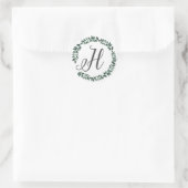 Letter H Monogram Minimalistische botanische bladk Ronde Sticker (Tas)