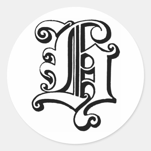 Letter H monogram Ronde Sticker (Voorkant)