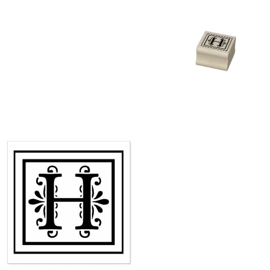 Letter H Monogram Rubberstempel (Gestempeld)