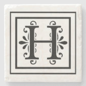 Letter H Monogram Stone Onderzetters (Voorkant)