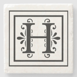 Letter H Monogram Stone Onderzetters