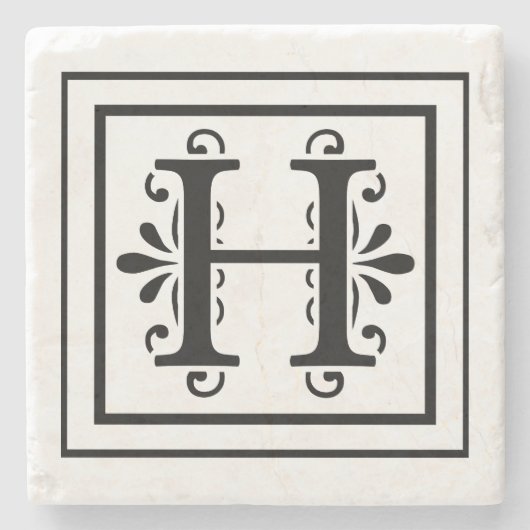 Letter H Monogram Stone Onderzetters (Voorkant)