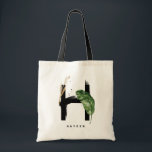Letter H-monogram | Tropische bladeren bruidsmeisj Tote Bag<br><div class="desc">Aanpasbaar letter H-monogram boodschappentas met waterverf tropisch palmblad,  namaak goudkleurige folieblad en zwarte waterverfakcenten. Personaliseer deze tropische monogramtas door uw naam of andere details toe te voegen. Deze boho-letter H-monogramtas is perfect als cadeau. Andere letters zijn beschikbaar.</div>
