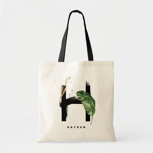 Letter H Monogram | Tropische Bladeren Bruidsmeisj Tote Bag (Voorkant)
