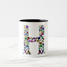Letter H Monogram Tweekleurige Koffiemok