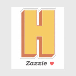 Letter H-monogram, Vet 3D-type lettertype Initiaal Sticker