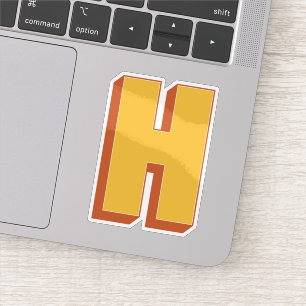 Letter H-monogram, Vet 3D-type lettertype Initiaal Sticker