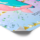Letter H Monogram Waterverf Cute Mermaid Nursery Poster (Hoek)