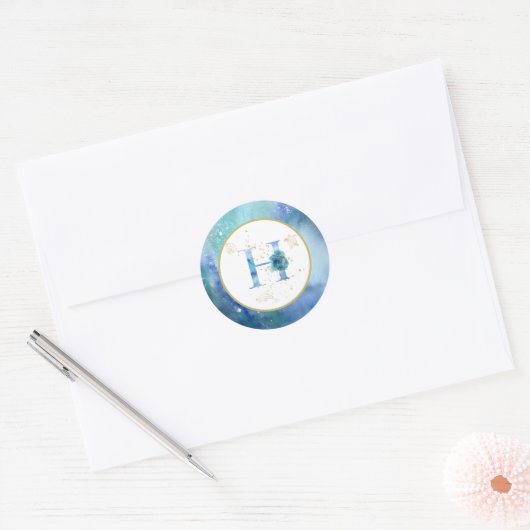 *~* LETTER H - Nautische strandenvelop Sticker (Envelop)