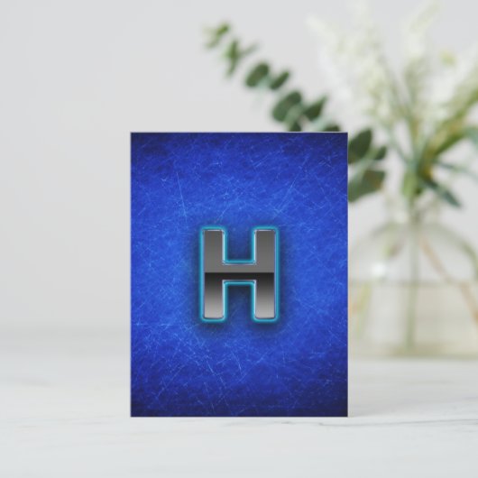 Letter H - neonblauw Briefkaart (Staand voorkant)