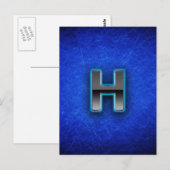 Letter H - neonblauw Briefkaart (Voorkant / Achterkant)