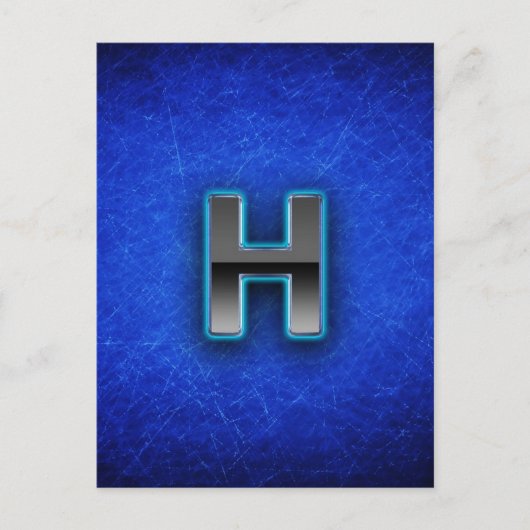 Letter H - neonblauw Briefkaart (Voorkant)