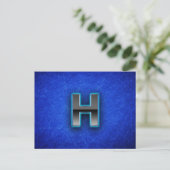 Letter H - neonblauw Briefkaart (Staand voorkant)
