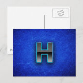 Letter H - neonblauw Briefkaart (Voorkant / Achterkant)