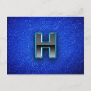 Letter H - neonblauw Briefkaart