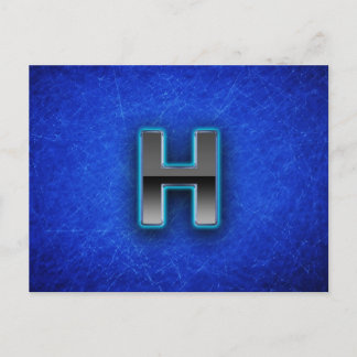 Letter H - neonblauw Briefkaart