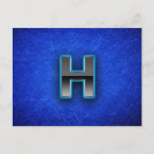 Letter H - neonblauw Briefkaart (Voorkant)