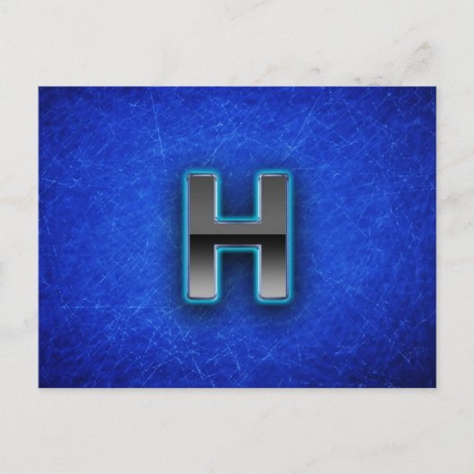 Letter H - neonblauw Briefkaart (Voorkant)