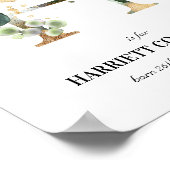 Letter H New Baby Monogram Birth Print Greenery (Hoek)