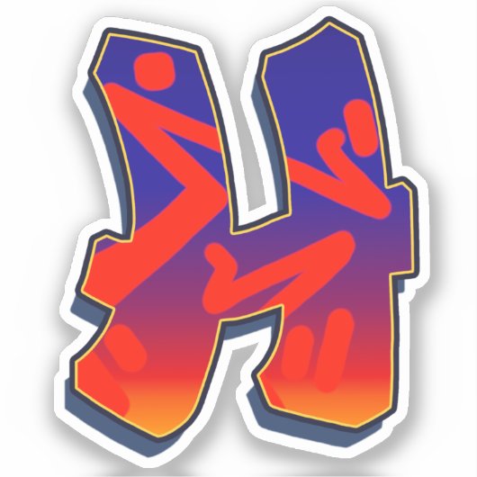 Letter H -  Night Sky Sticker (Voorkant)