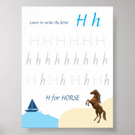 Letter H Oefenposter voor Kinderen Poster