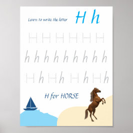 Letter H Oefenposter voor Kinderen Poster