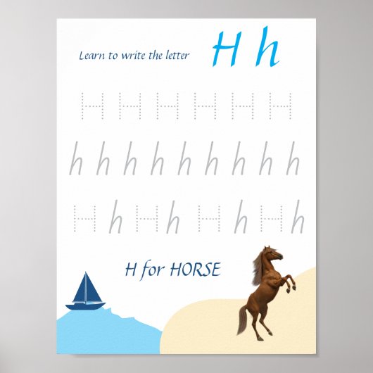 Letter H Oefenposter voor Kinderen Poster (Voorkant)