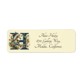 Letter H Paard Bloemenwijnstok en Paardensport Etiket (Voorkant)