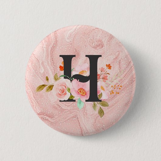 Letter H Ronde Button 5,7 Cm (Voorkant)
