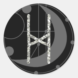 Letter H Rune Runic Monogram Geometrische Maan Zwa Ronde Sticker