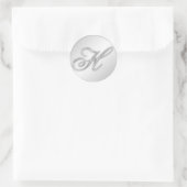 Letter H script initiaal faux zilver monogram guns Ronde Sticker (Tas)