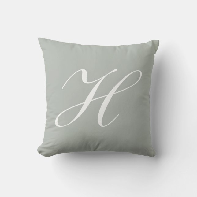Letter H Silver Gray Monogram Pillow Kussen (Voorkant)