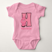 Letter H Striped roze Striped Hippo Romper (Voorkant)