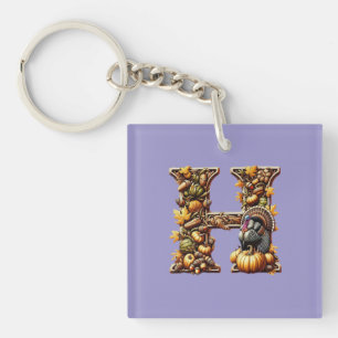 Letter H Thanksgiving geschenk stijl Sleutelhanger