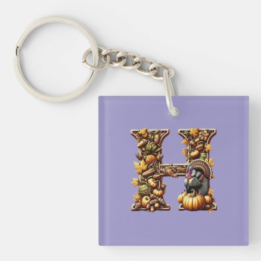 Letter H Thanksgiving geschenk stijl Sleutelhanger (Voorkant)