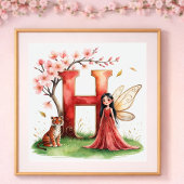 Letter H Tiger Fairy Poster - Alphabet Art