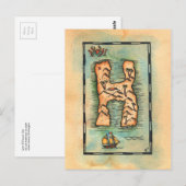 Letter H Treasure Map Briefkaart (Voorkant / Achterkant)