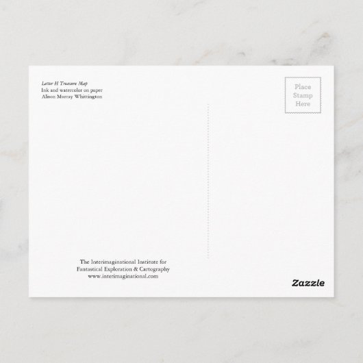 Letter H Treasure Map Briefkaart (Achterkant)