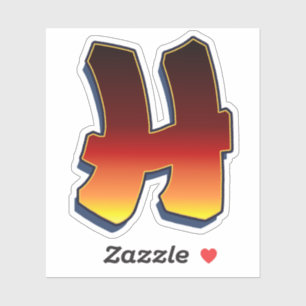 Letter H - vlammen Sticker