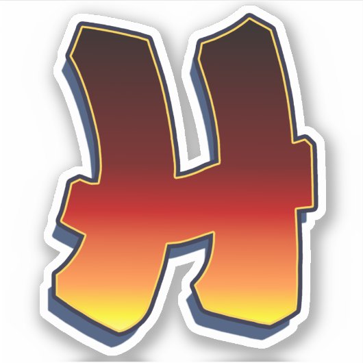 Letter H - vlammen Sticker (Voorkant)