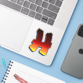 Letter H - vlammen Sticker (Laptop met iPhone)