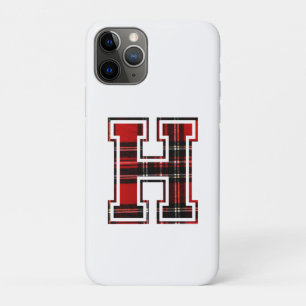 Letter H Voornaam Monogram Initiaal Tartan Afdrukk Case-Mate iPhone Case