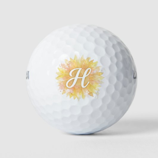 Letter H Zonnebloem Voornaam Monogram Initiaal Golfballen (Voorkant)