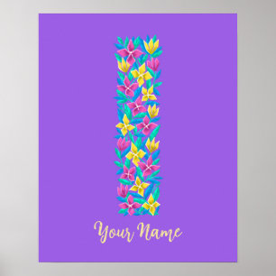 letter I aangepaste floral wall art Poster