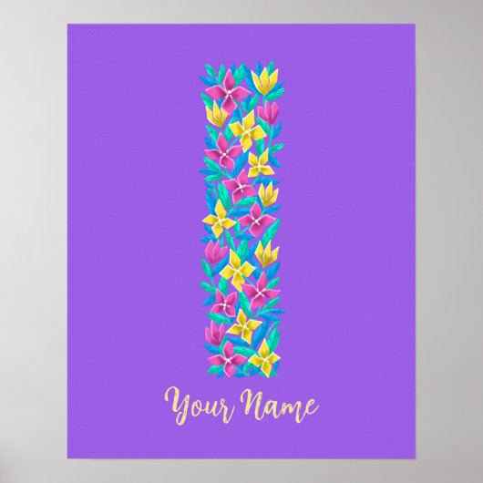 letter I aangepaste floral wall art Poster (Voorkant)