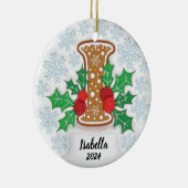 Letter I Aangepaste naam Kerstmis Keramisch Ornament (Rechts)
