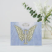 Letter I Angel Monogram Briefkaart (Staand voorkant)